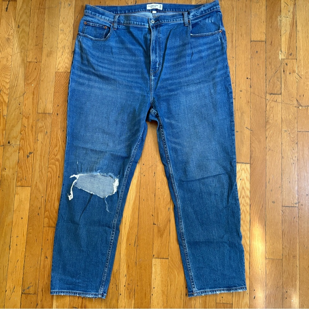 Abercrombie & Fitch Women’s Curve Love Ultra High Rise Straight Ankle Blue Jeans